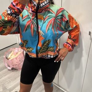 Colorful Tropical Print Jacket